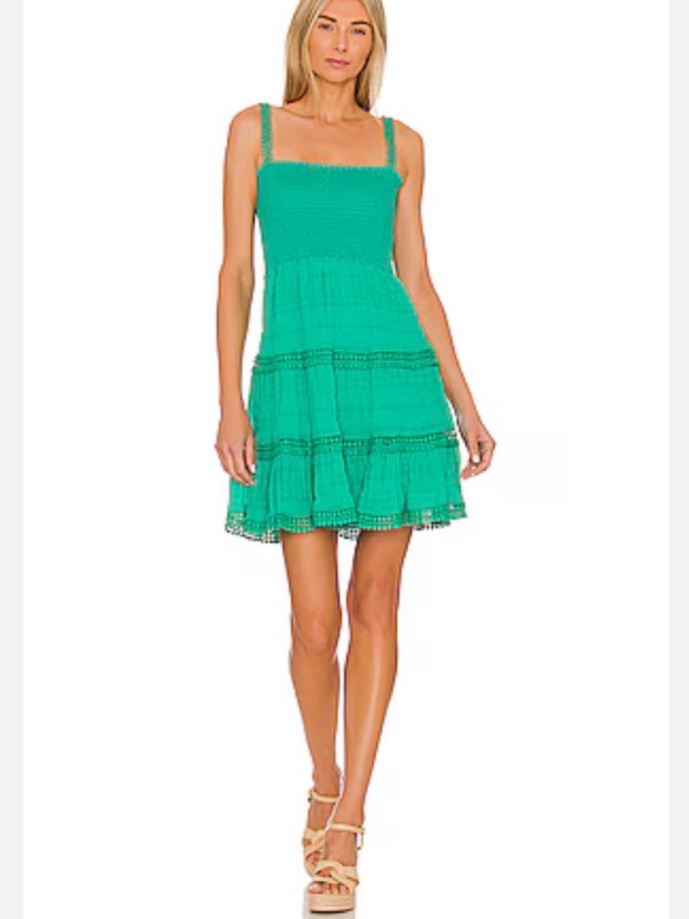 Steve Madden Happy Tiers Dress in Vivid Green